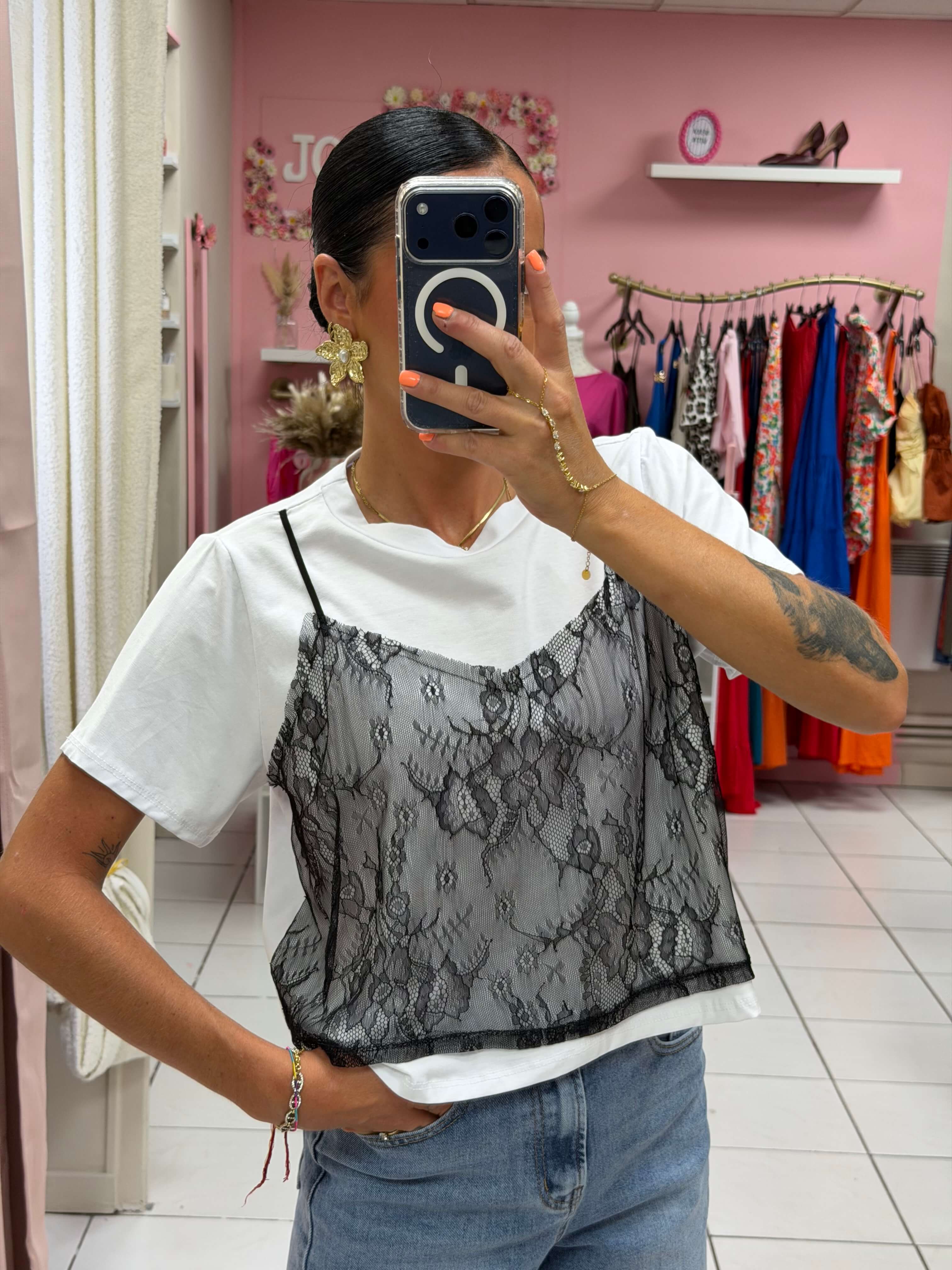 T-shirt avec dentelle - Loevia