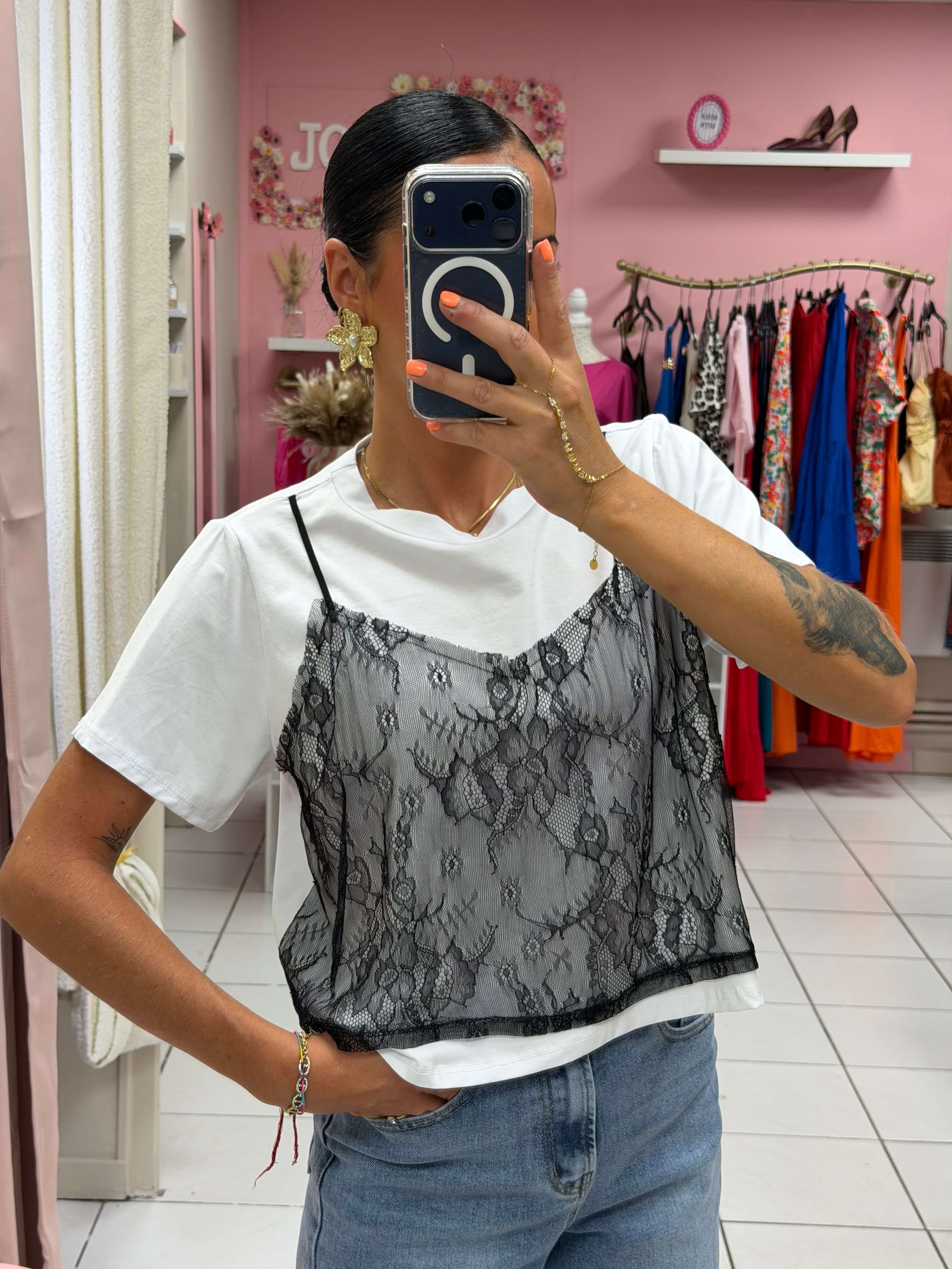 T-shirt avec dentelle - Loevia