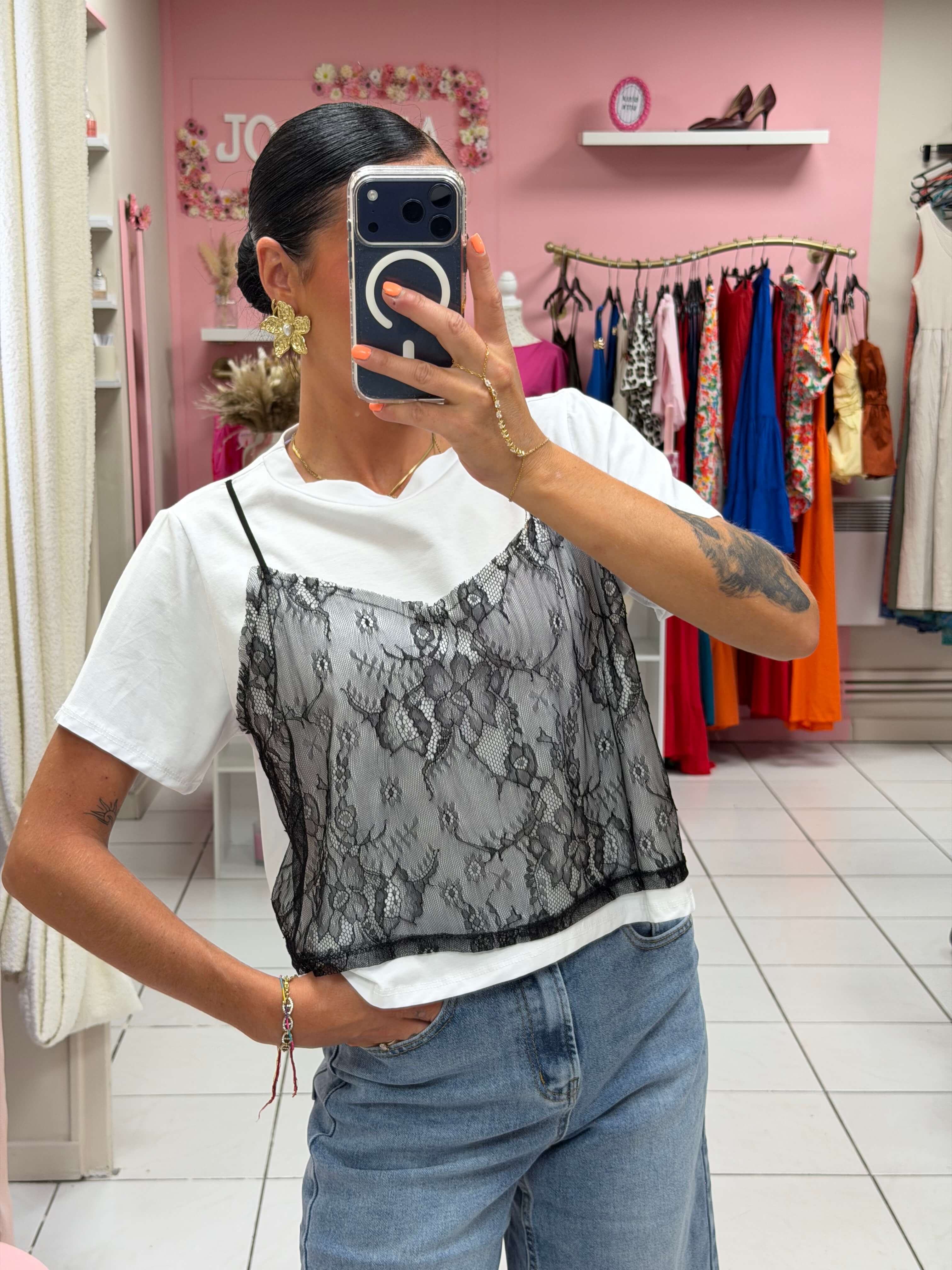 T-shirt avec dentelle - Loevia