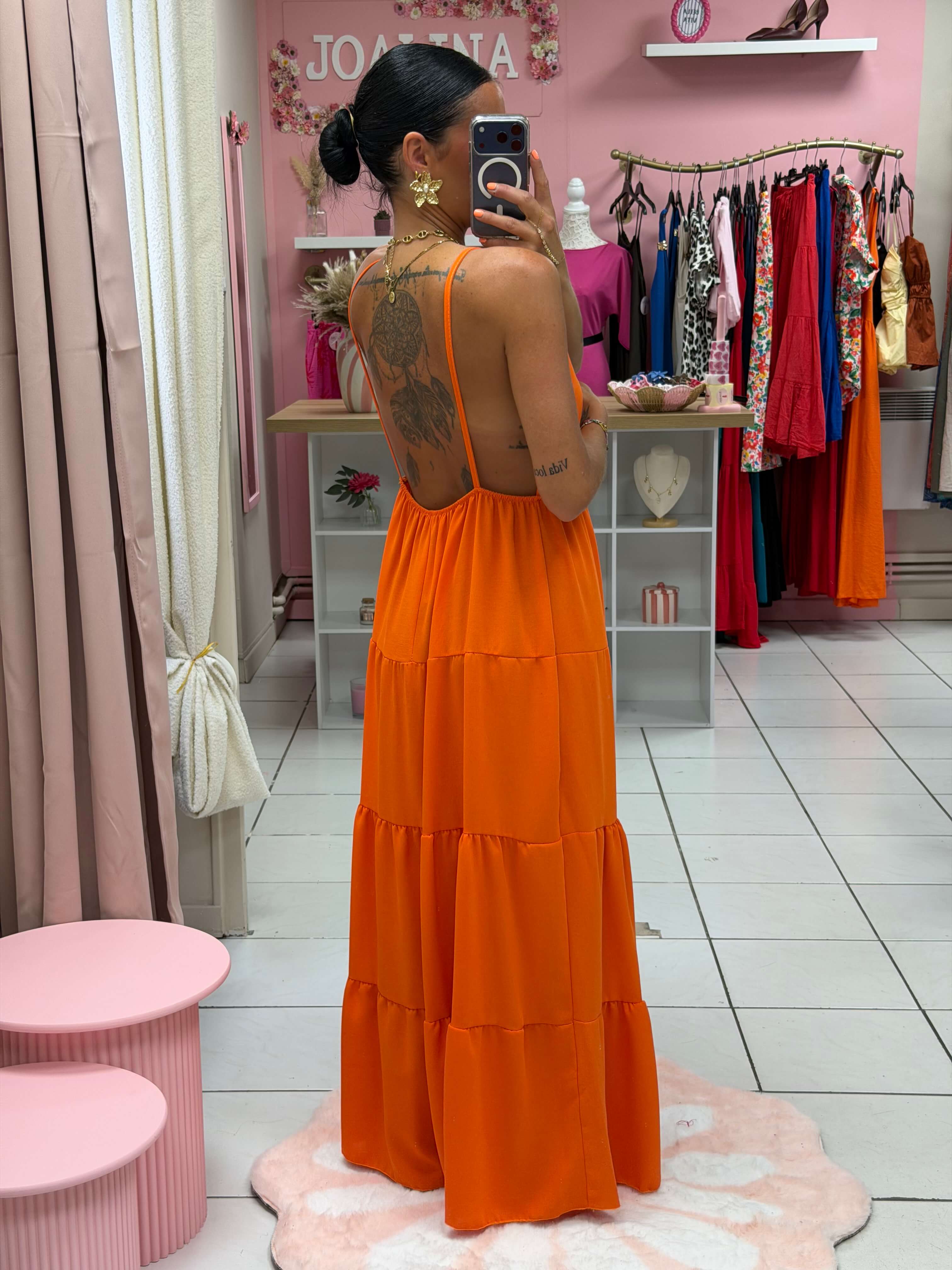 Robe dos nue avec broche - Emma