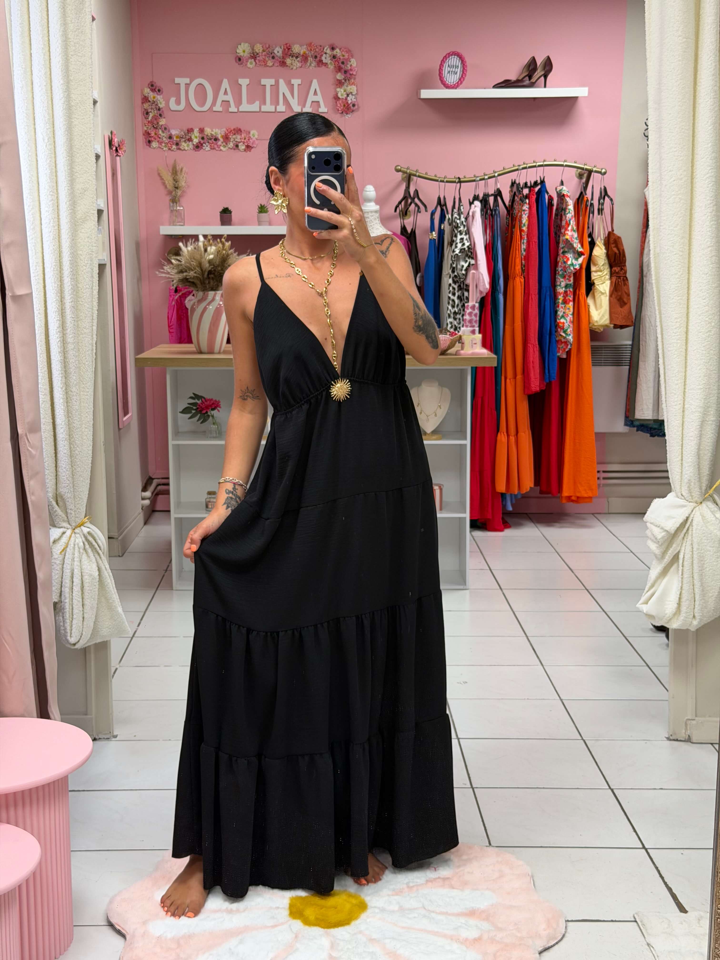 Robe dos nue avec broche - Emma