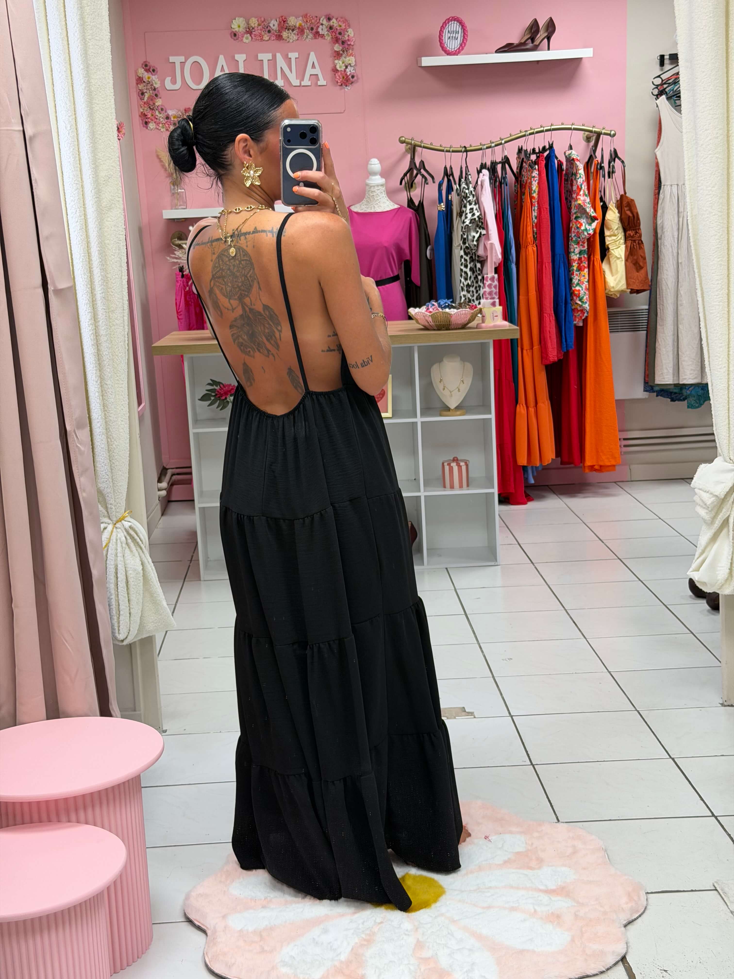 Robe dos nue avec broche - Emma