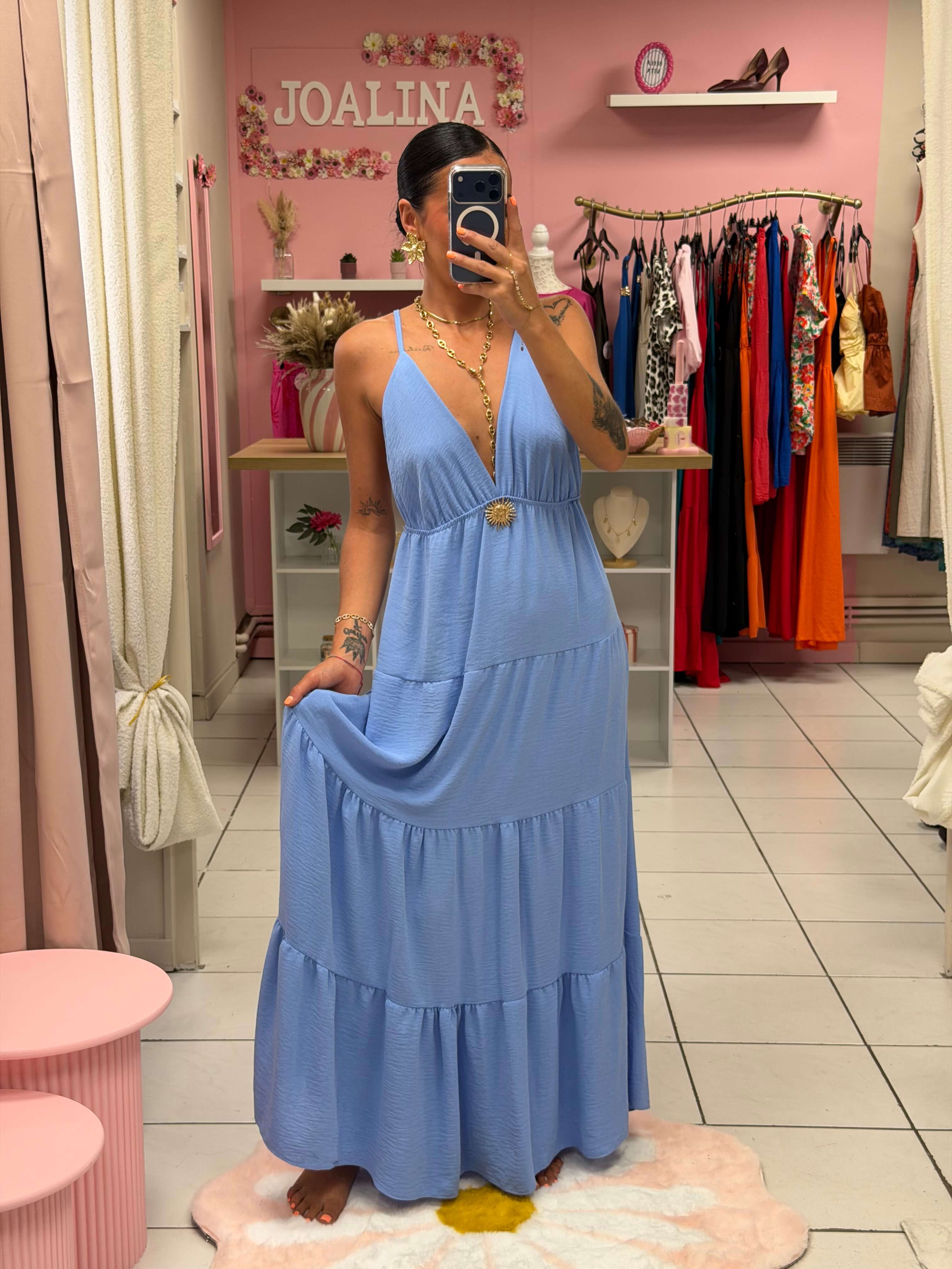 Robe dos nue avec broche - Emma