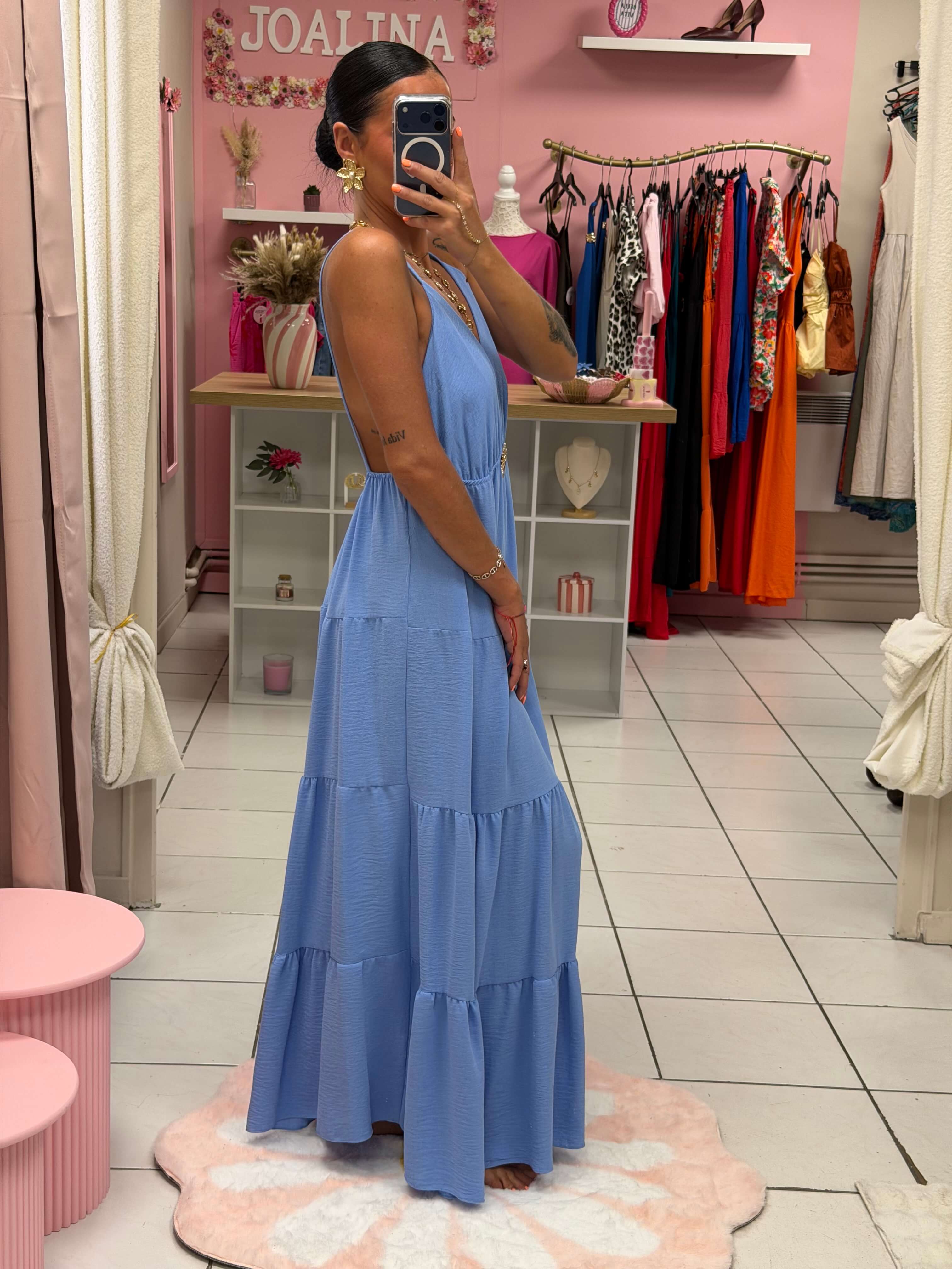 Robe dos nue avec broche - Emma
