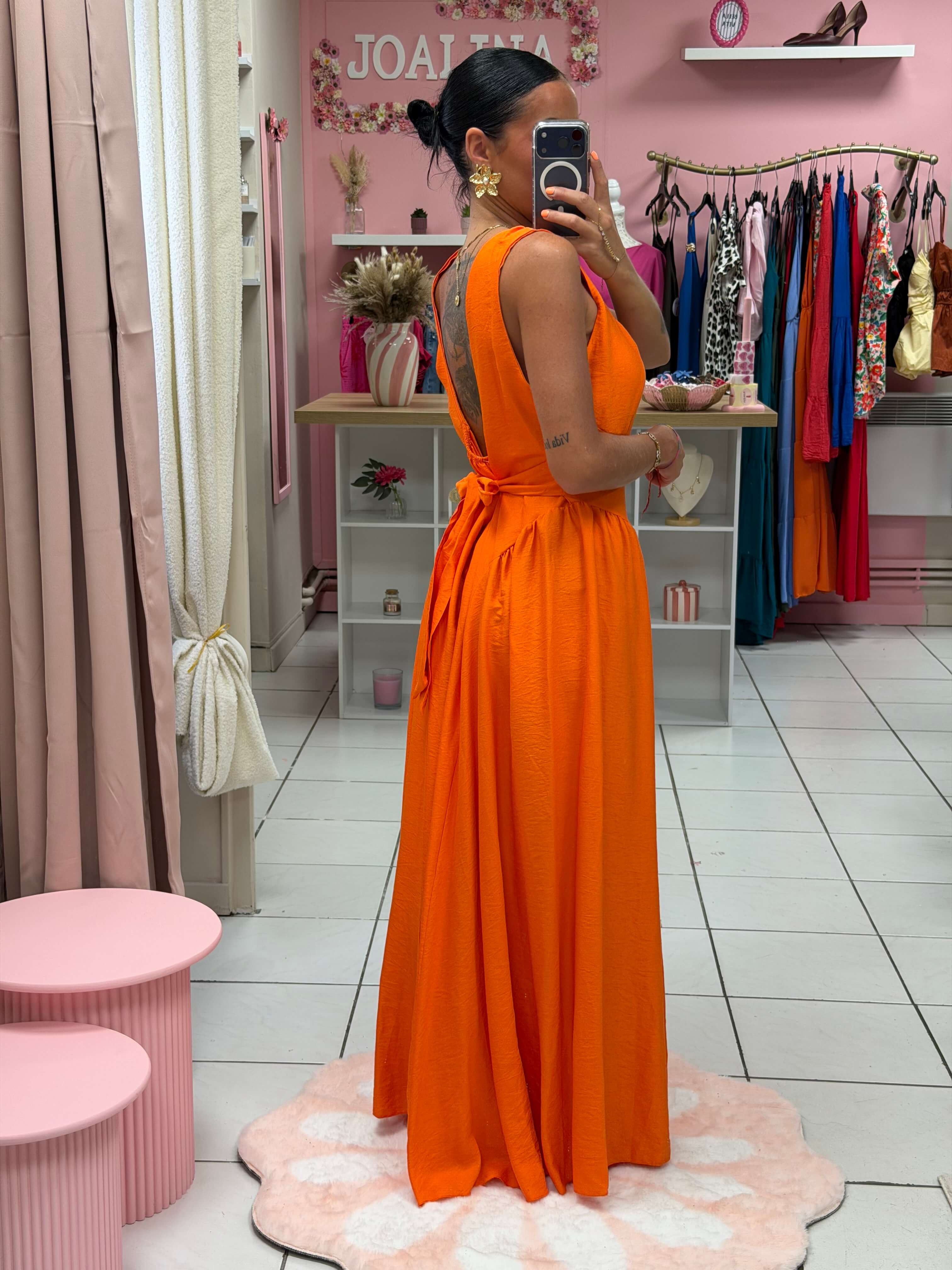 Robe dos nue avec coque et noeud - Éléna