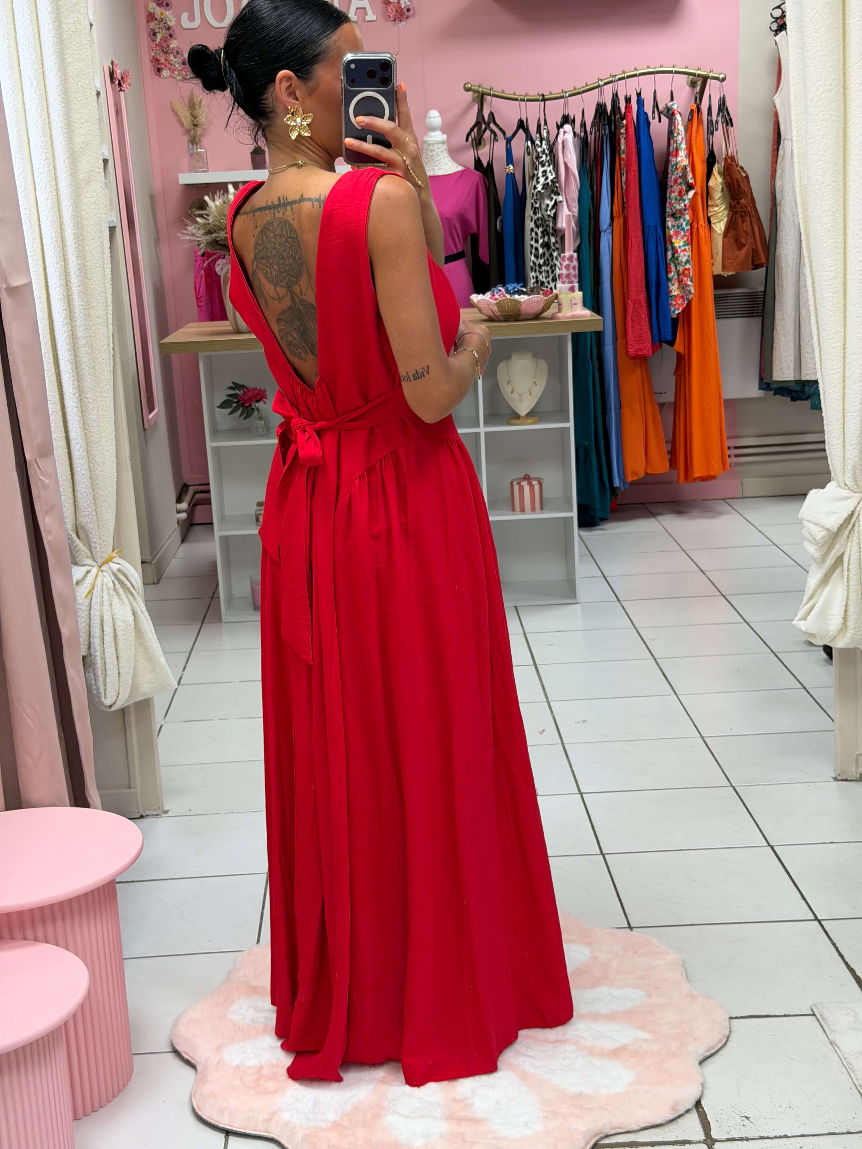 Robe dos nue avec coque et noeud - Éléna