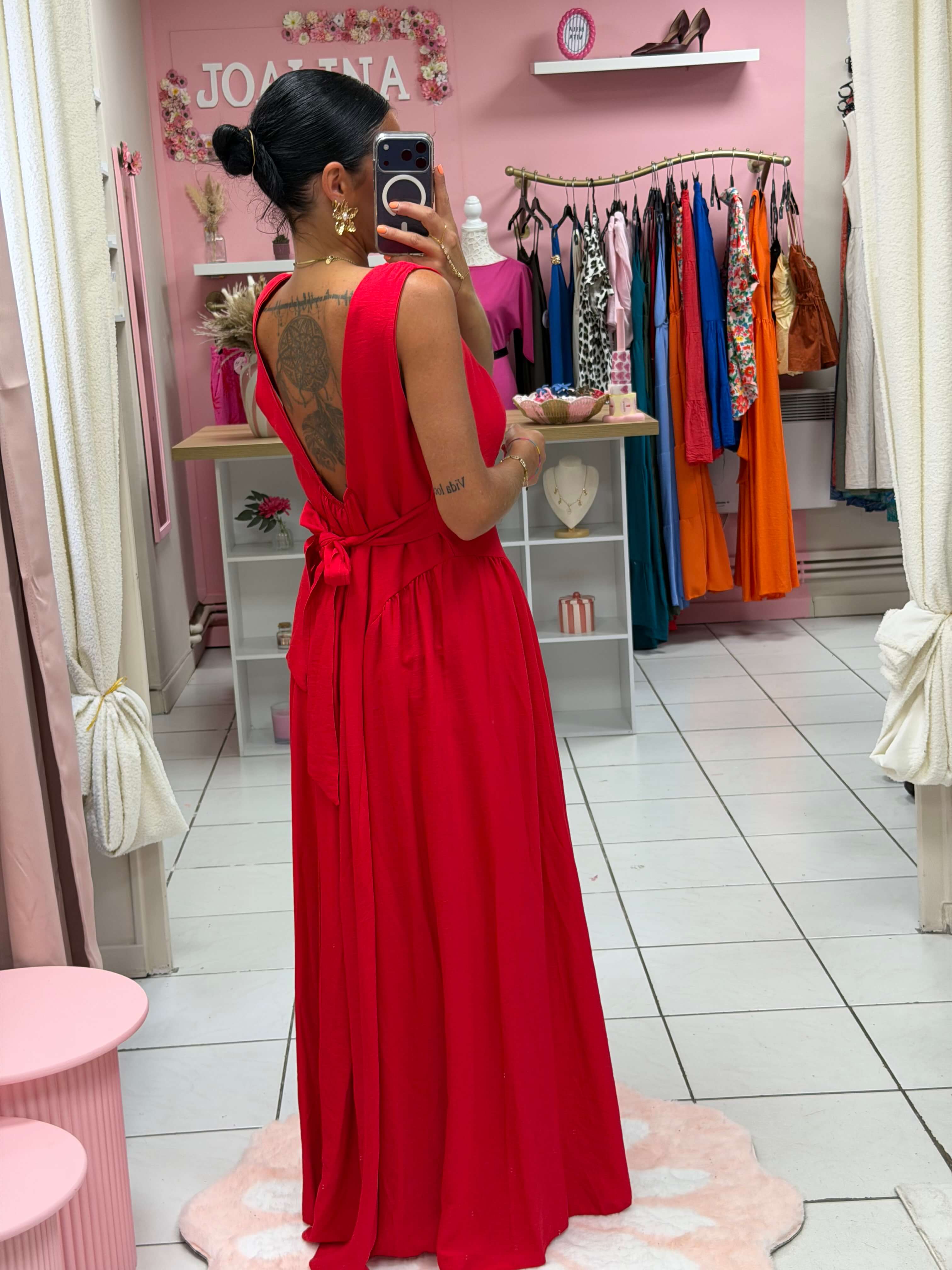 Robe dos nue avec coque et noeud - Éléna