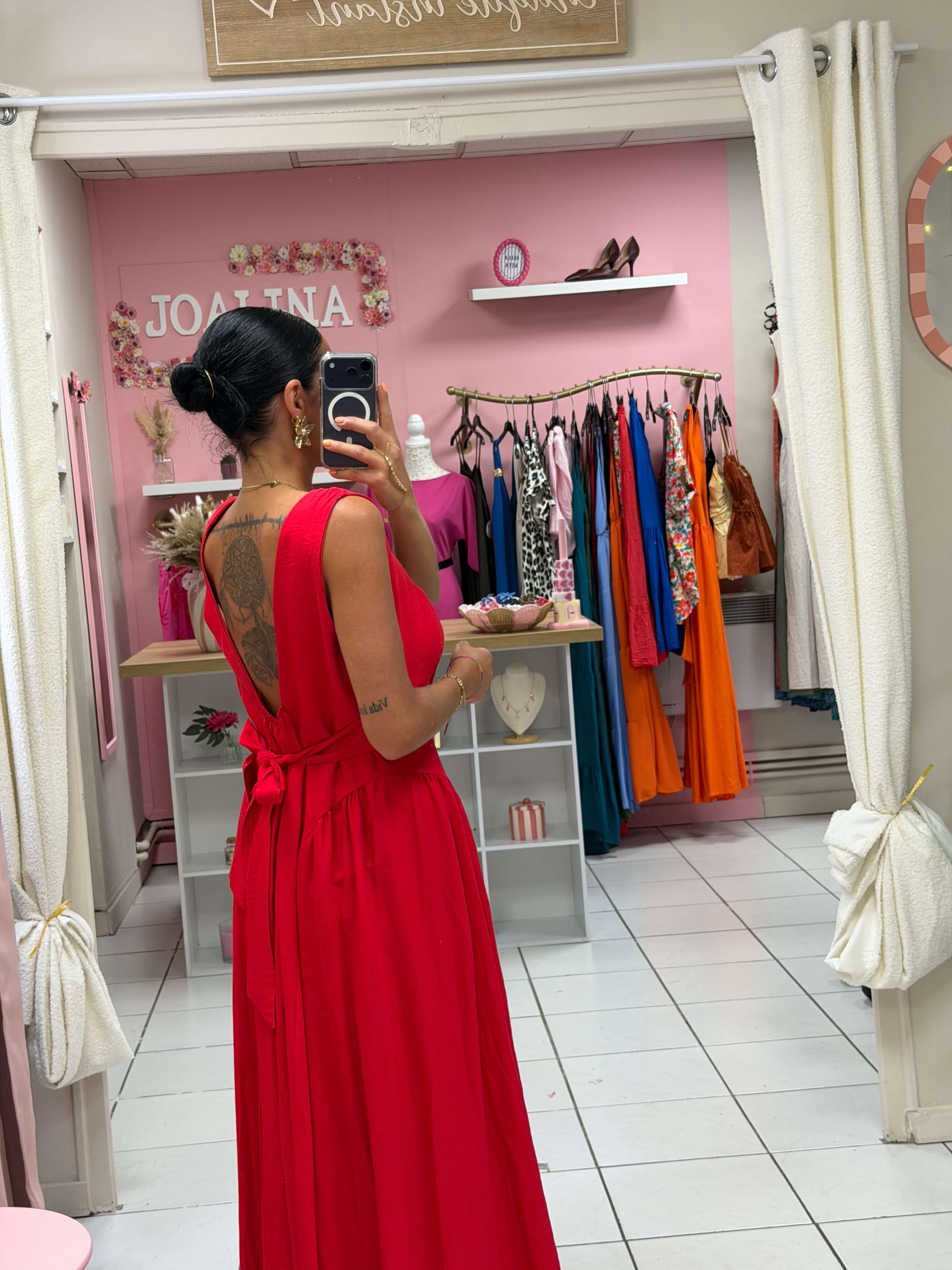 Robe dos nue avec coque et noeud - Éléna