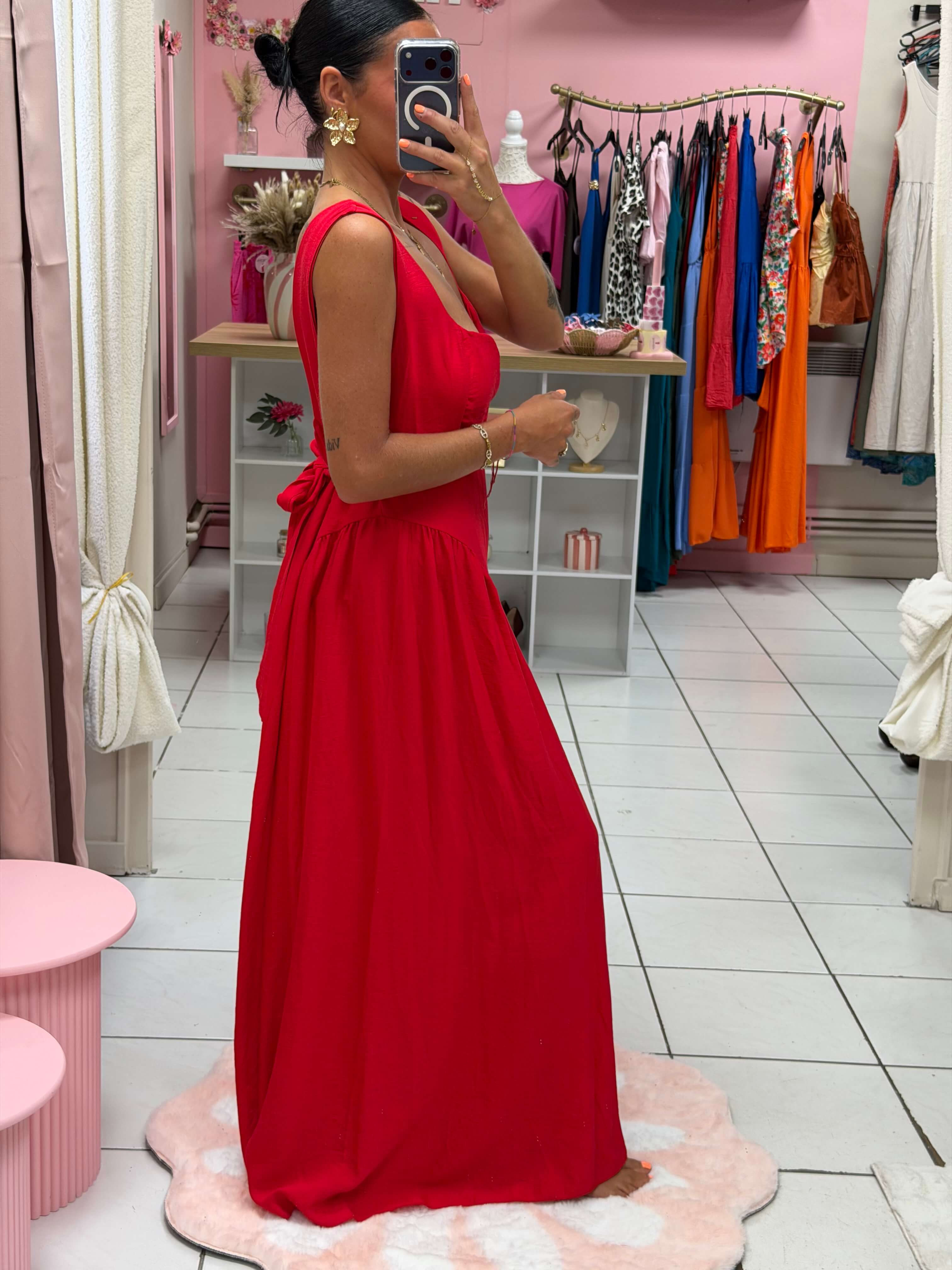 Robe dos nue avec coque et noeud - Éléna