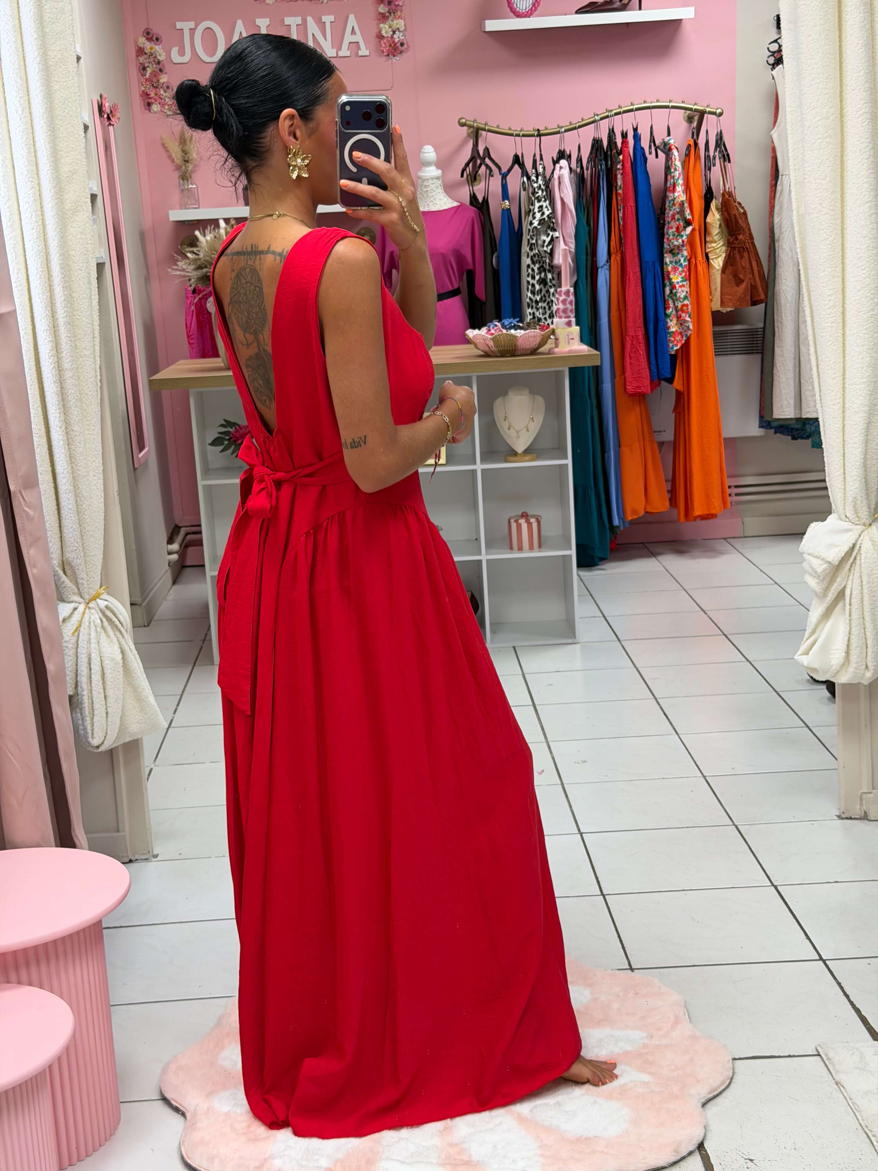 Robe dos nue avec coque et noeud - Éléna