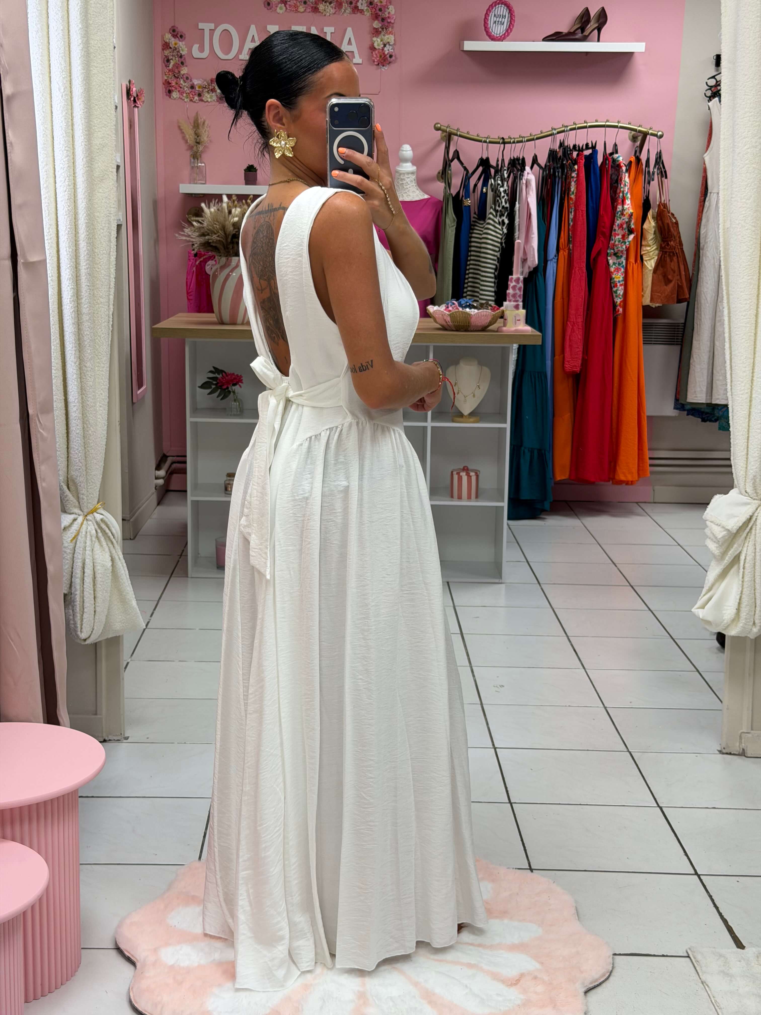 Robe dos nue avec coque et noeud - Éléna