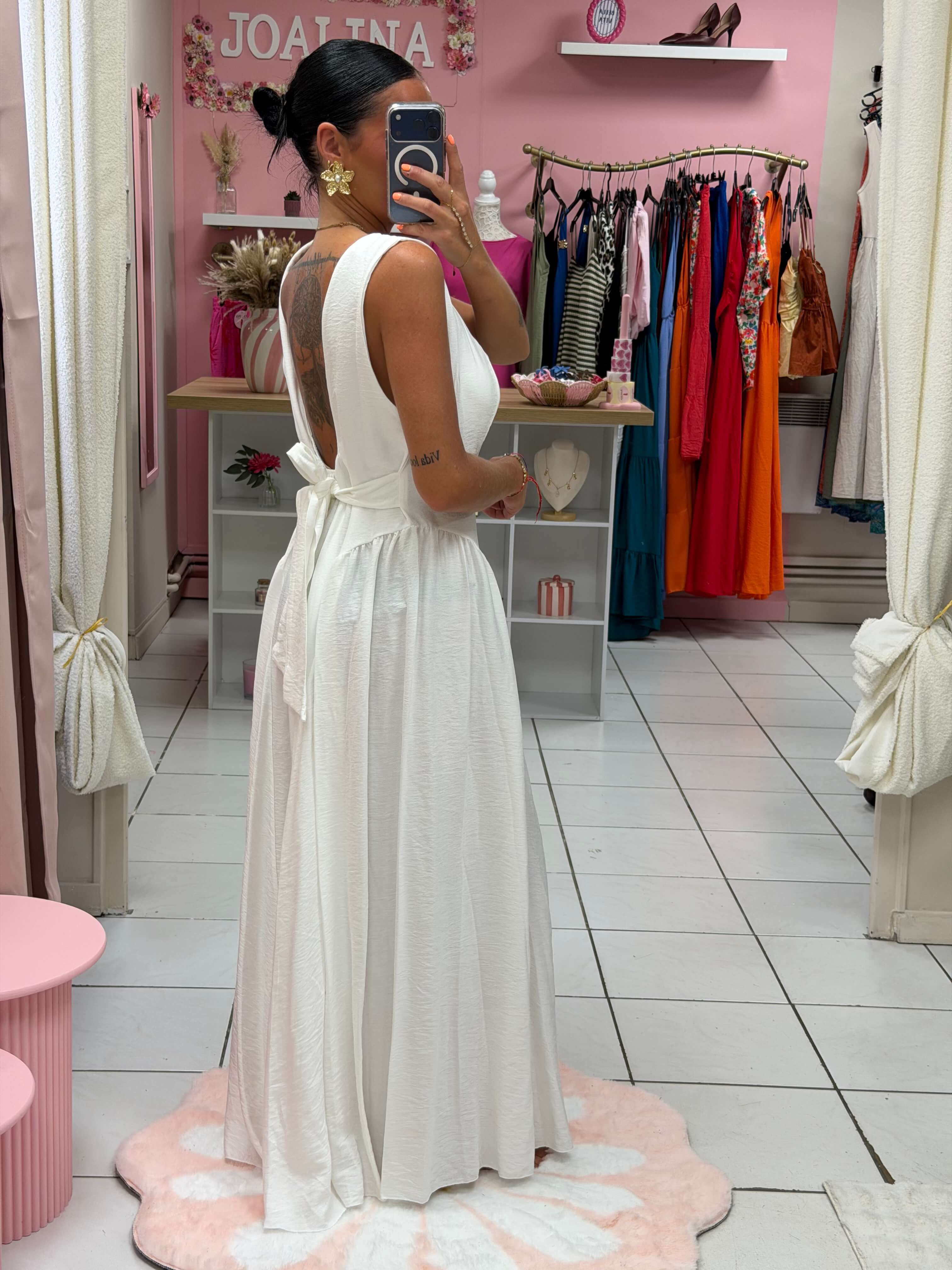 Robe dos nue avec coque et noeud - Éléna