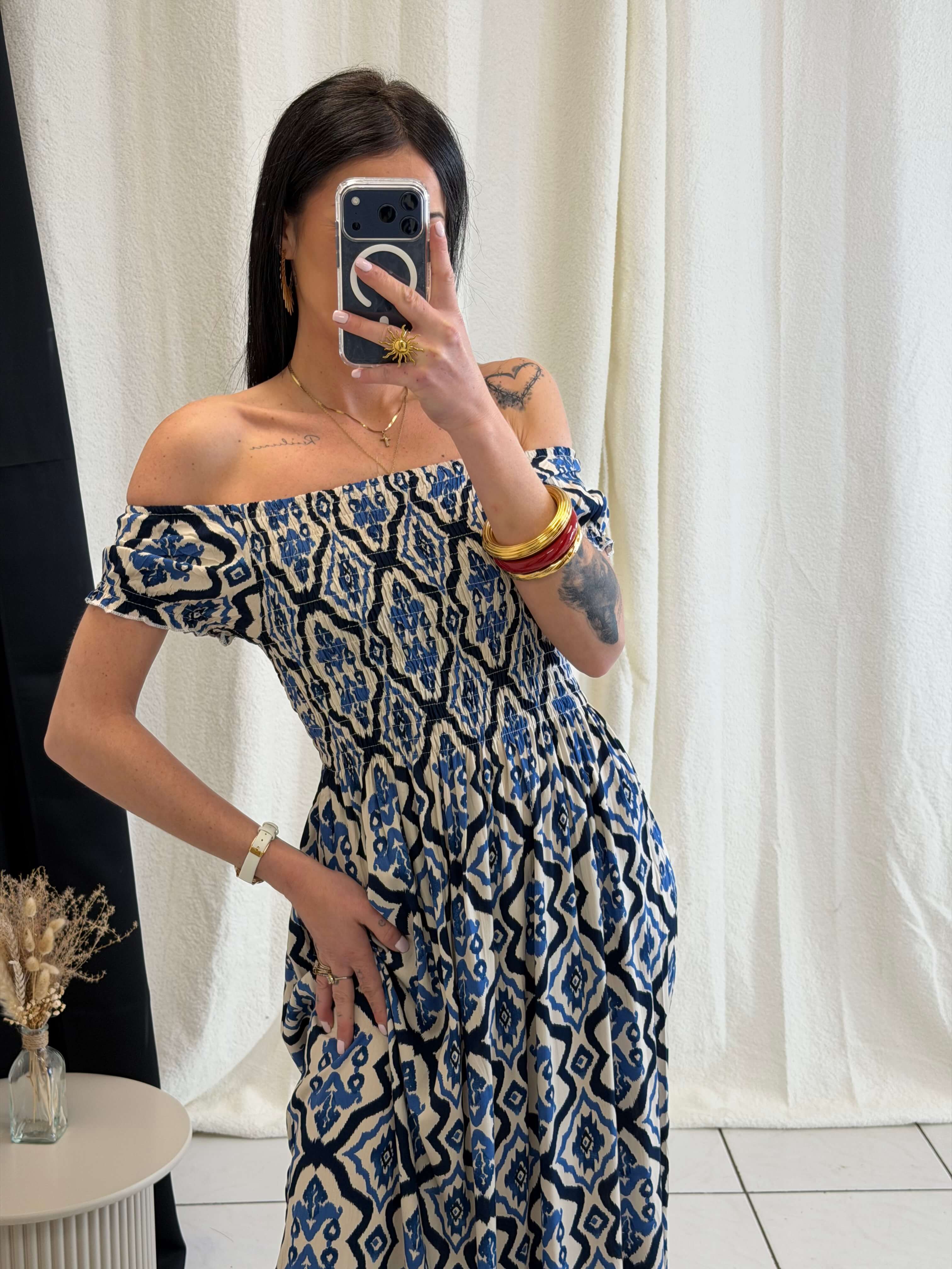 Robe longue à motifs